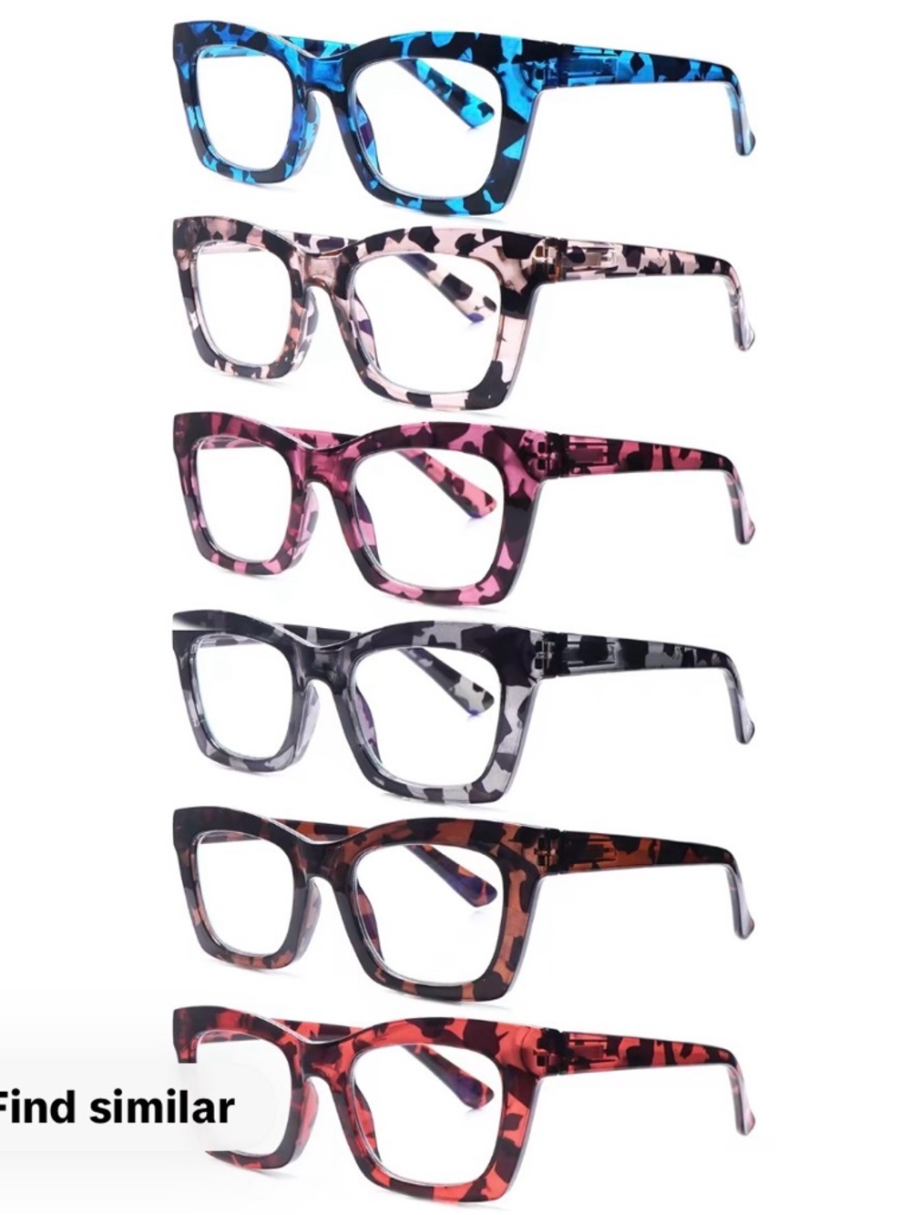 Assorted Tortoiseshell Square Reading Glasses - 6 Pack